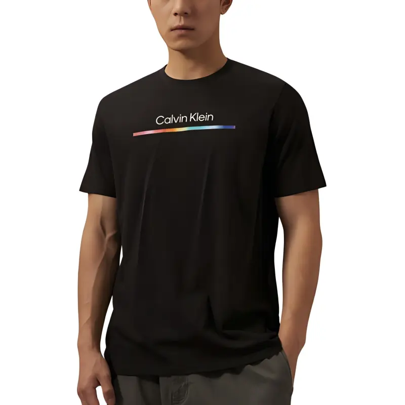 CALVIN KLEIN Rainbow Series T Shirt Men's Space Black-2