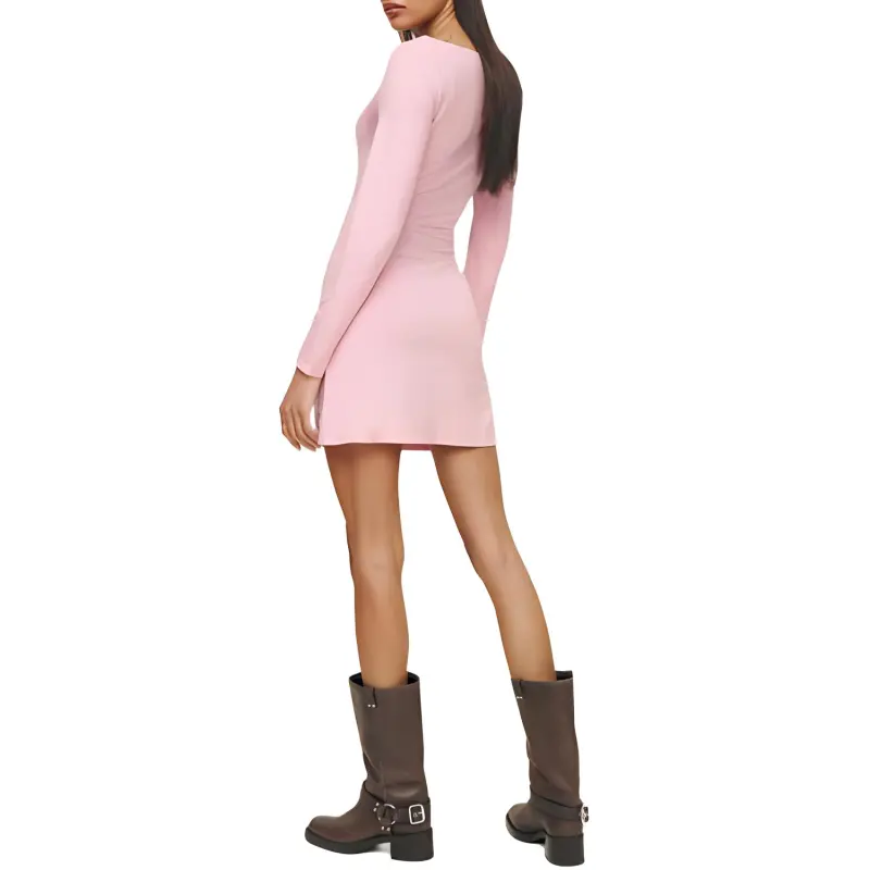 REFORMATION Jaelynn Knit Dress Long-Sleeved Dresses Women's Pink-2