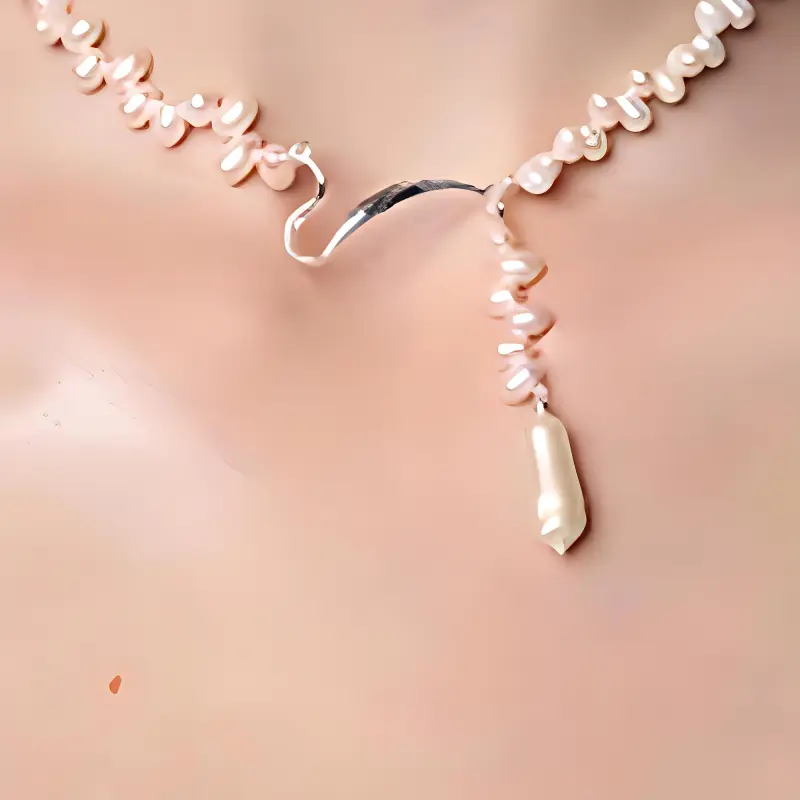 Amame 925 Sterling Silver Necklaces Women's Pearl White-2