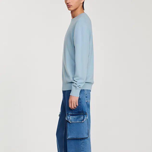 Sandro Sweaters Men Sky Blue-2