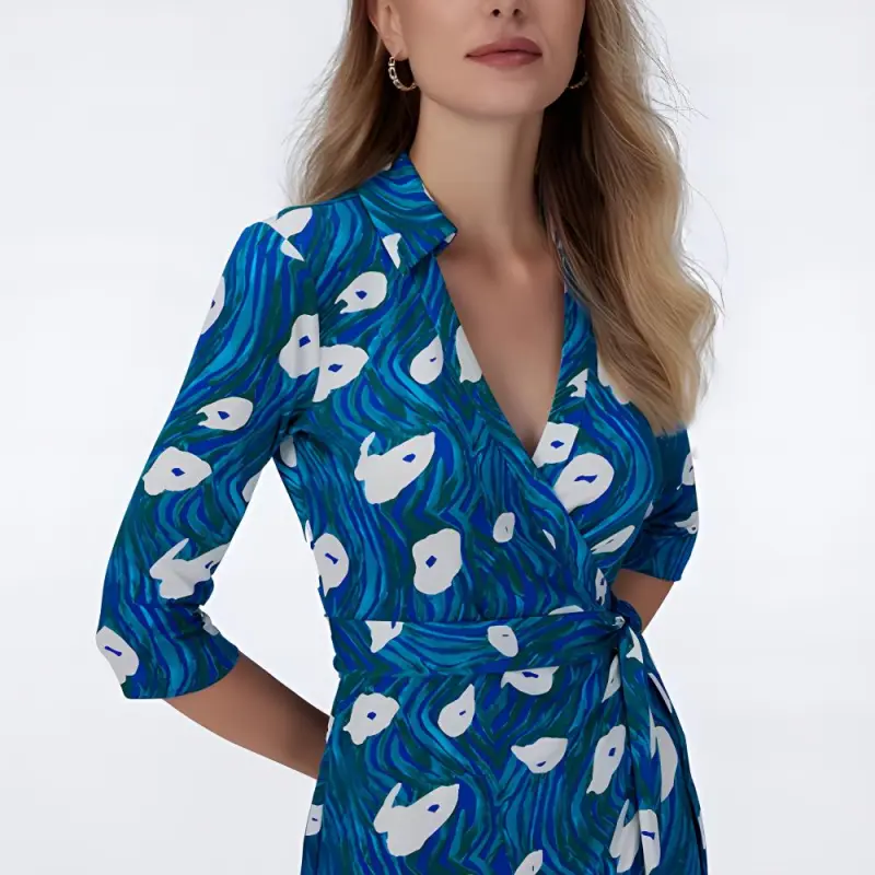 DVF Diane Von Furstenberg FW23 Long-Sleeved Dresses Women's Blue-5
