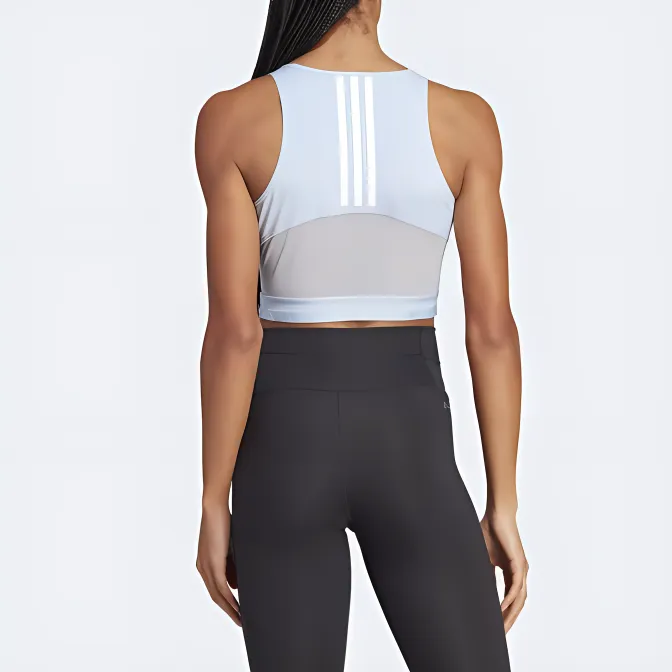Adidas AEROREADY AEROREADY HYPERGLAM CROP TANK TOP Sport Vests Women's Blue Dawn/White-2