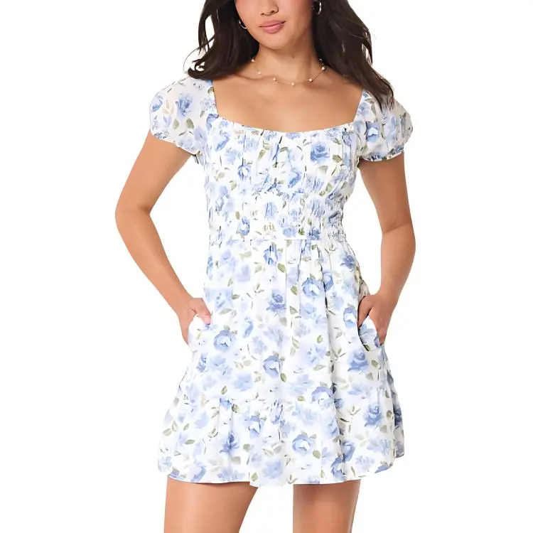 Hollister Short-Sleeved Dresses Women's White Print-2