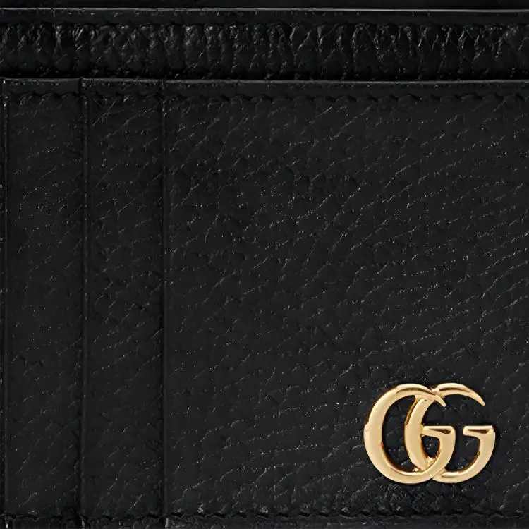 GUCCI GG Marmont Leather Card Holder, Coin Purse Women's Black-4