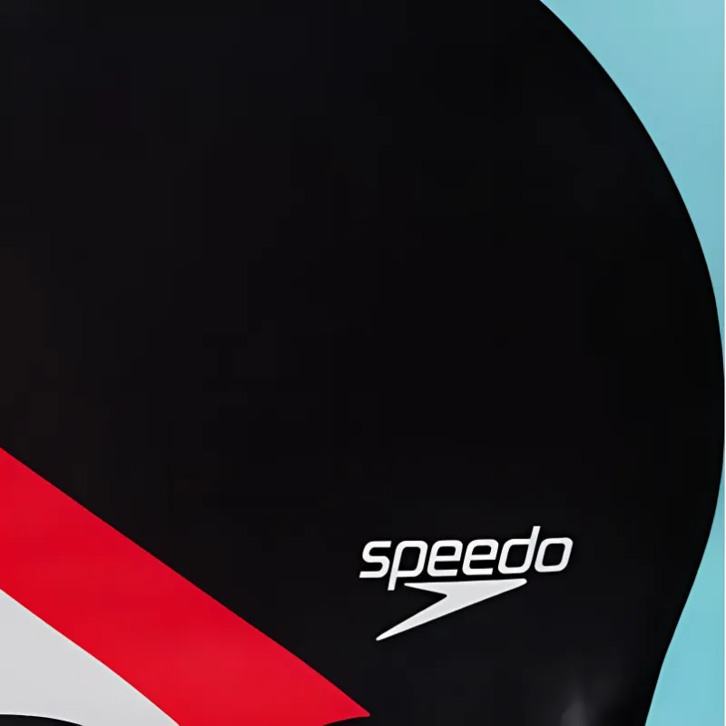Speedo Swimming Caps Silicone Unisex Black Red White-2