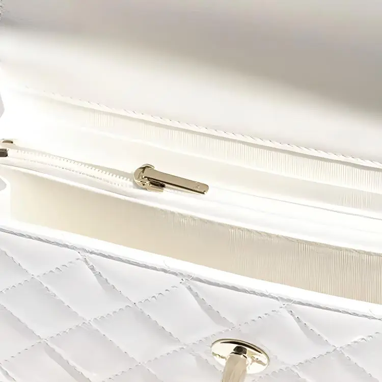 CHANEL Lambskin & Artificial Pearl & Gold Metal Handbag, Crossbody Bag Women's White-2