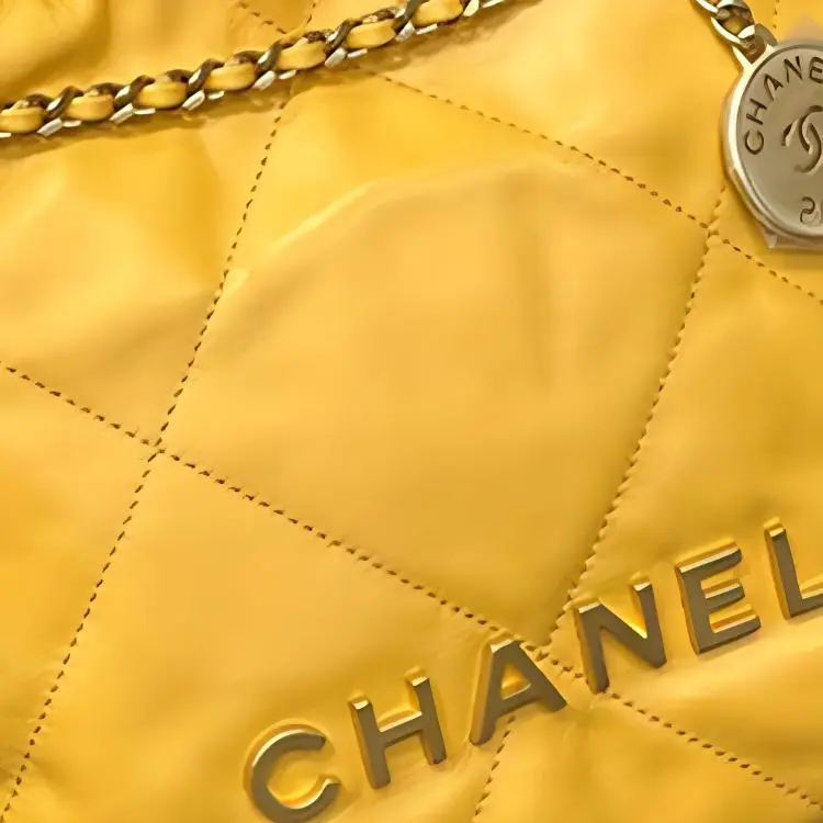 CHANEL 22Bag Bright Calfskin Bucket Bags Crossbody Bag, Shoulder Bag Women's Bright Yellow-3