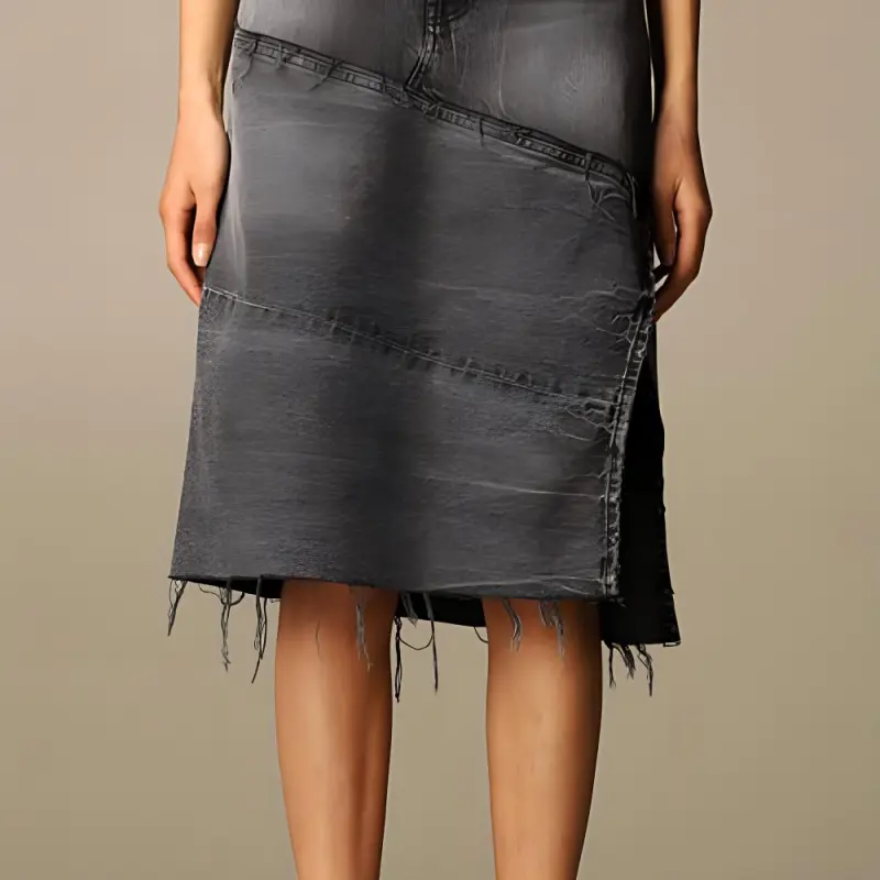 Balenciaga SS21 Denim Midi Dress Women's Gray-6