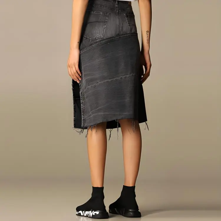 Balenciaga SS21 Denim Midi Dress Women's Gray-3
