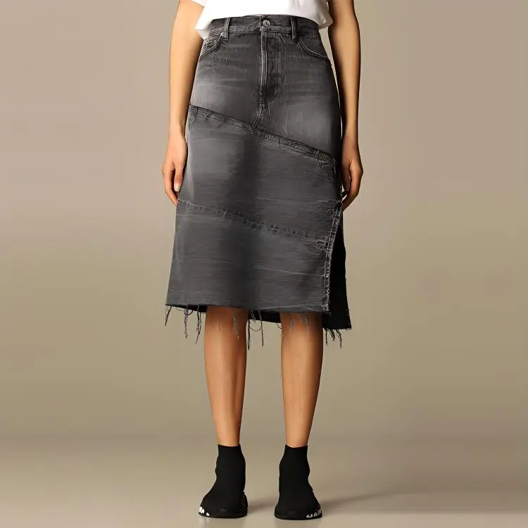 Balenciaga SS21 Denim Midi Dress Women's Gray-2