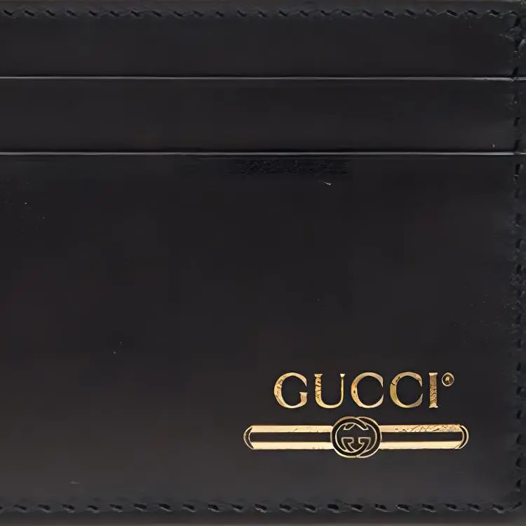 GUCCI Calfskin Card Holder Regular Men's Black-4