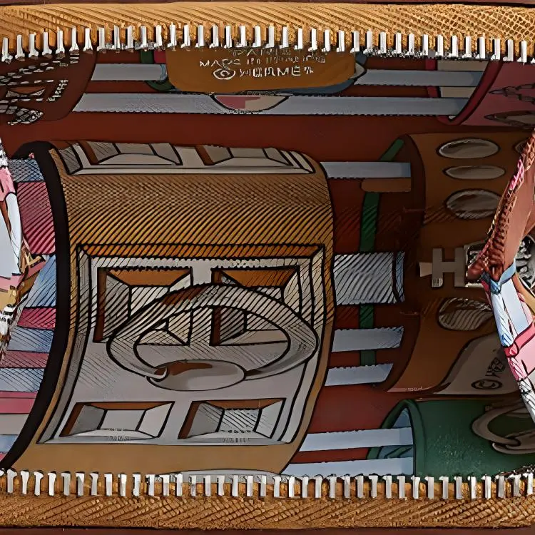 HERMES Silk'In Epsom With Barenia Calfskin Coin Purse Women's Sesame Brown With Chili Powder & Rose Soda-2