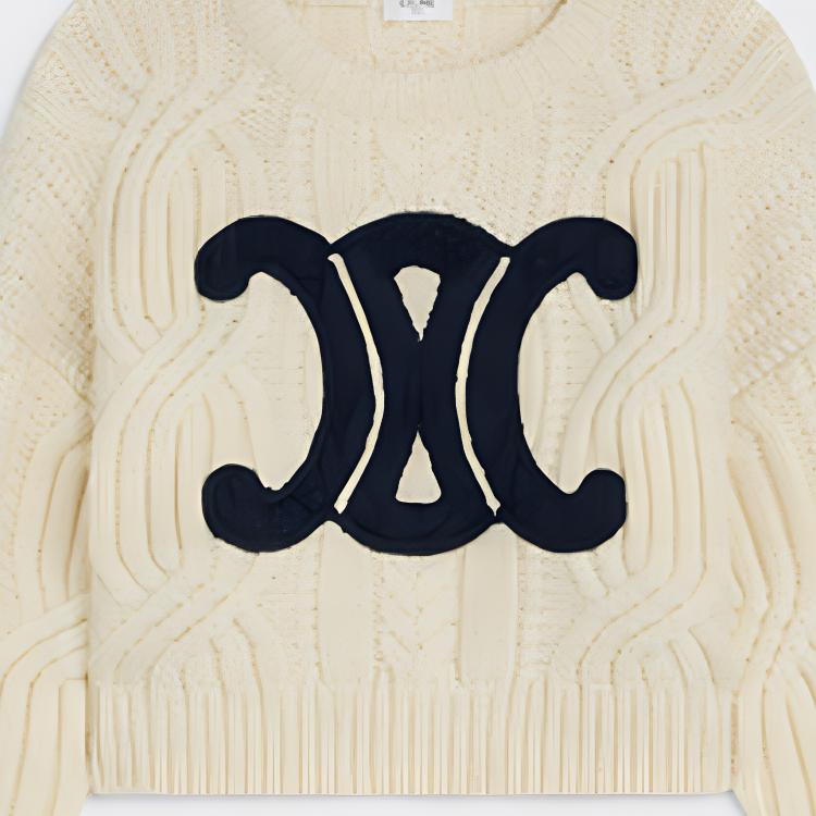 最終値下げ【CELINE】TRIOMPHE WOOL SWEATER CELINE HOMME Triomphe Slim-Fit Logo-Embroidered Wool and