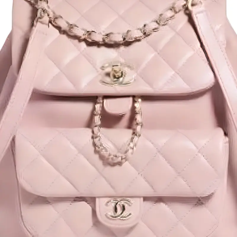 CHANEL Shiny Calfskin Backpack Tubas Women's Light Pink-1