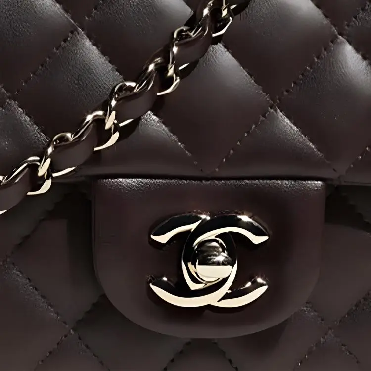 CHANEL Classic Flap CF Sheepskin Shoulder Bag, Crossbody Bag Trumpets Women's Chocolates Brown-2