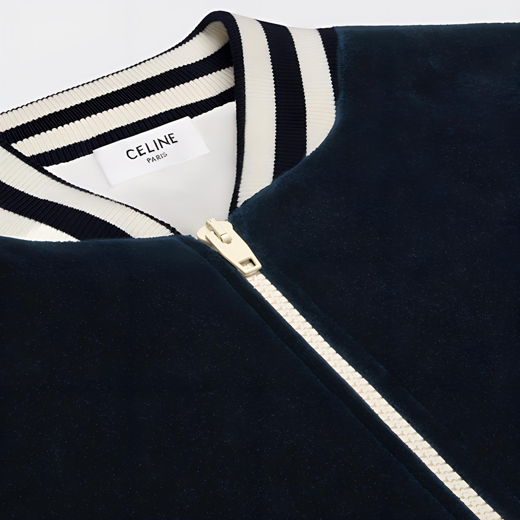 CELINE Triomphe Teddy Jacket in Velvet Jersey - POIZON
