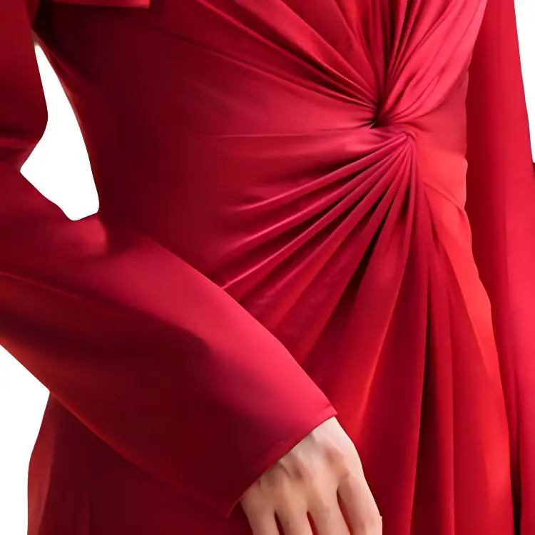 BESIONIA FW24 Long Sleeved Dresses Women's Red-6