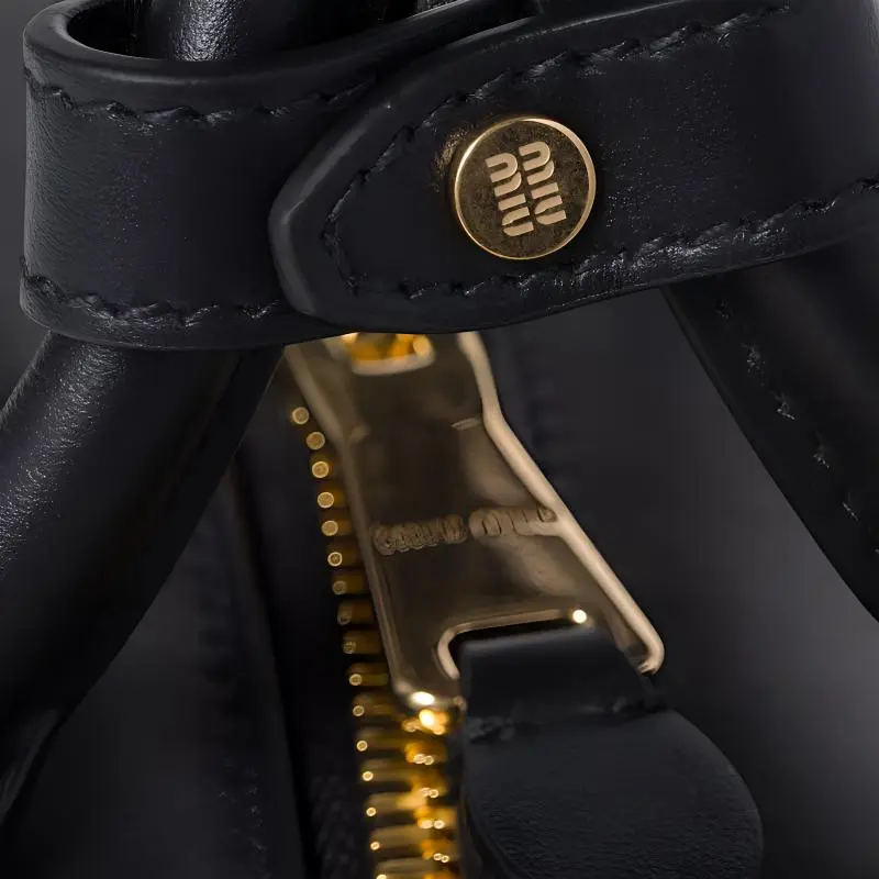 MIU MIU Arcadie Series Leather Handbag Women's Black-4