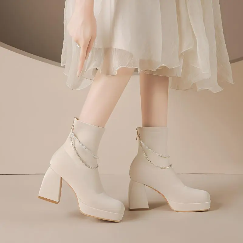 TADSW Ankle Boots Women's White/Red-1