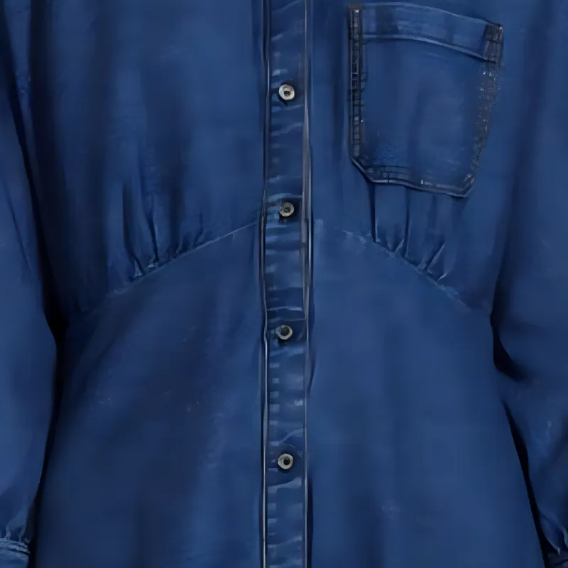WEEKEND MaxMara Denim Shirt Dress Long Sleeved Dress Women's Blue-4