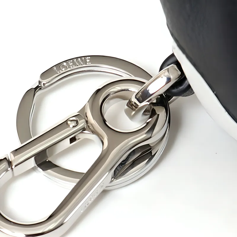 LOEWE Cow Leather Coin Purse Unisex Black/White-4