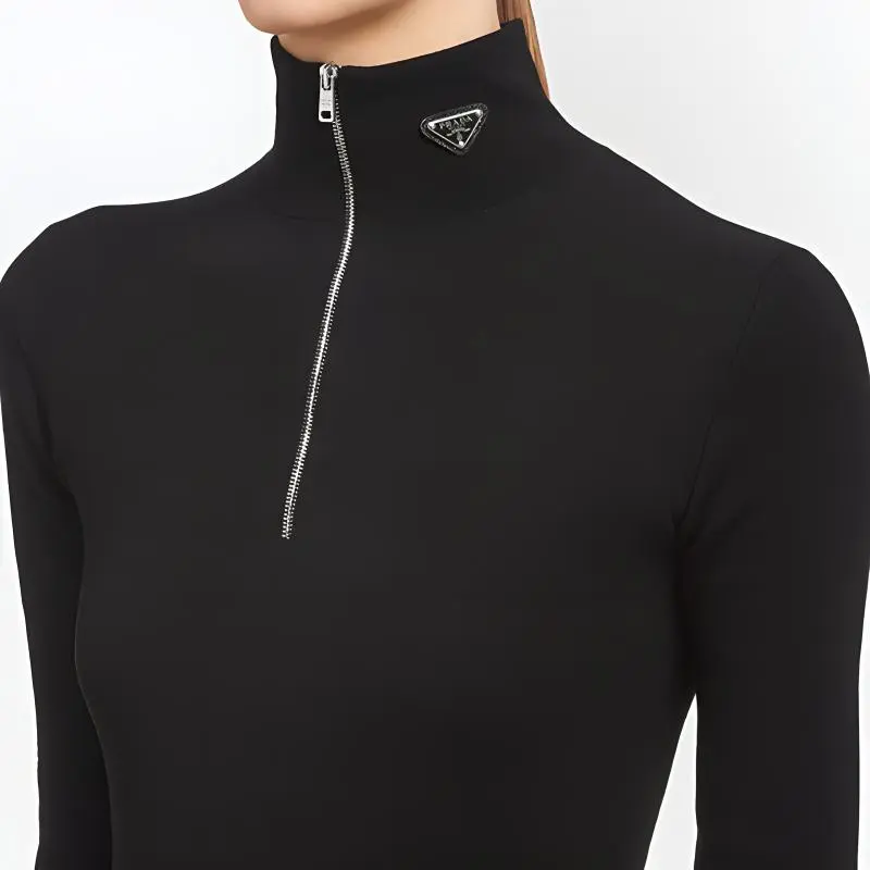 PRADA Triangle logo Half zip Jumper-4