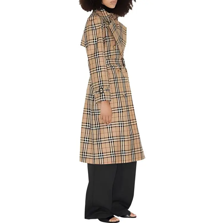 Burberry Vintage Check Printed Belted Trench Coat-5