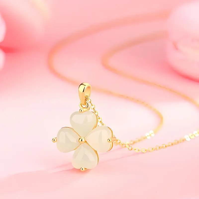 VANA Hetian Jade Necklaces Pale Greenish White Jade Women's-4