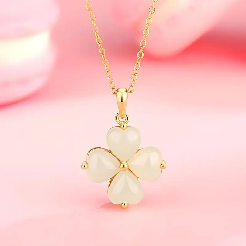 VANA Hetian Jade Necklaces Pale Greenish White Jade Women's-5