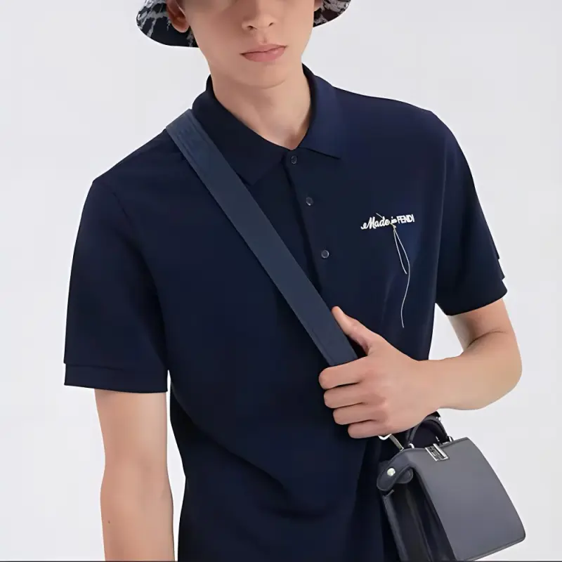 FENDI Logo Embroidered Short Sleeved Polo Shirt-3