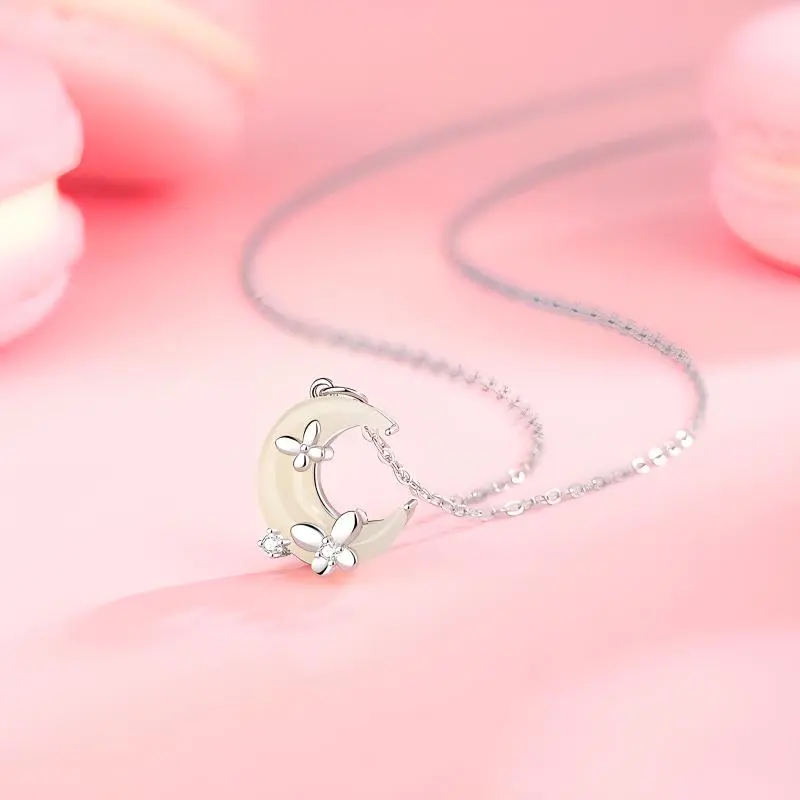 VANA Hetian Jade Necklaces Pale Greenish White Jade Women's-3