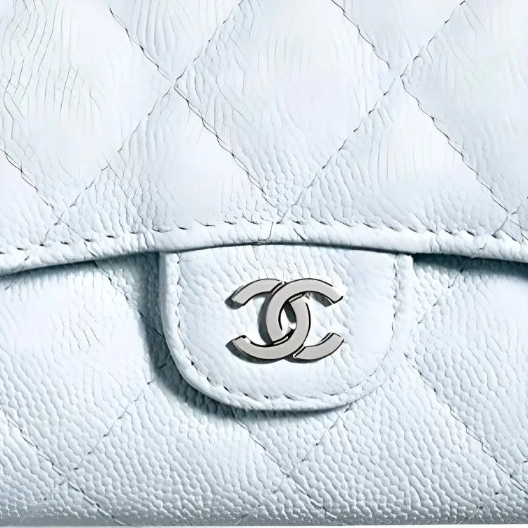 CHANEL Classic Flap CF Caviar Cow Leather Wallet Women's Light Blue Baby Blue-2