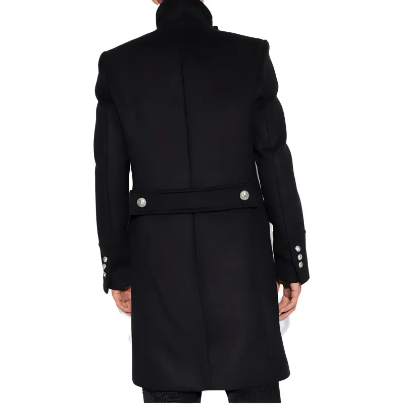 BALMAIN High Neck Double Breasted Coat-3