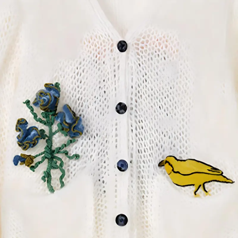 LOEWE Herbarium Mohair Cardigan 'White/Multicolor'-5