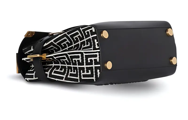 BALMAIN B-BUZZ Calfskin Jacquard Shoulder Bag Crossbody Bag Handbag Women's Black-2