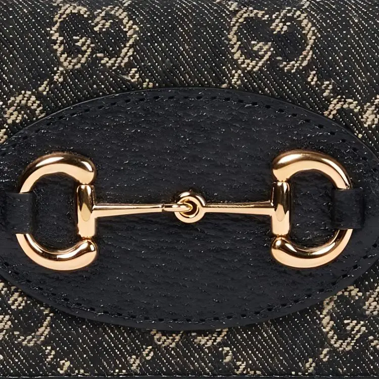 GUCCI Horsebit 1955 Jacquard With Leather Wallet Women's Black-2
