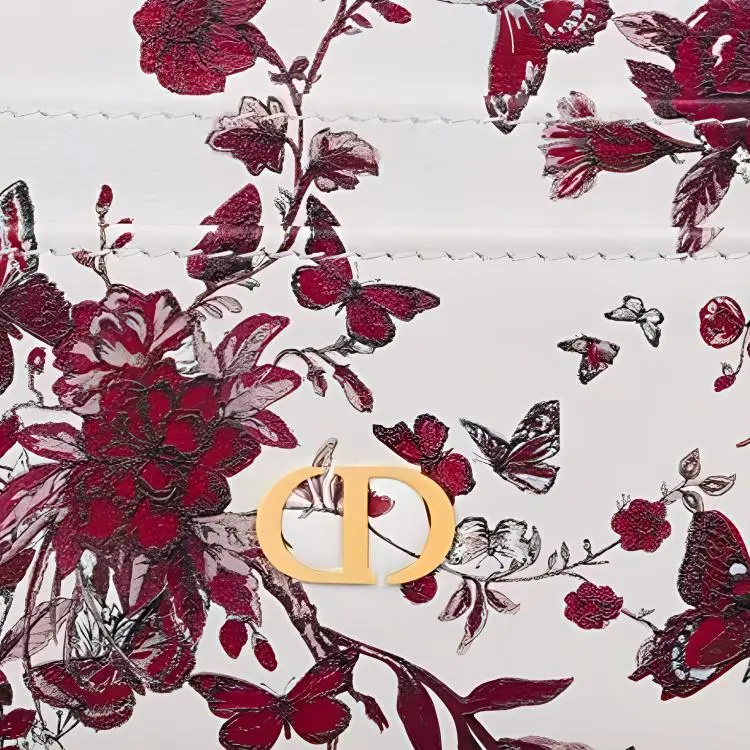 DIOR Caro Cow Leather Card Holder Women's White & Red-3
