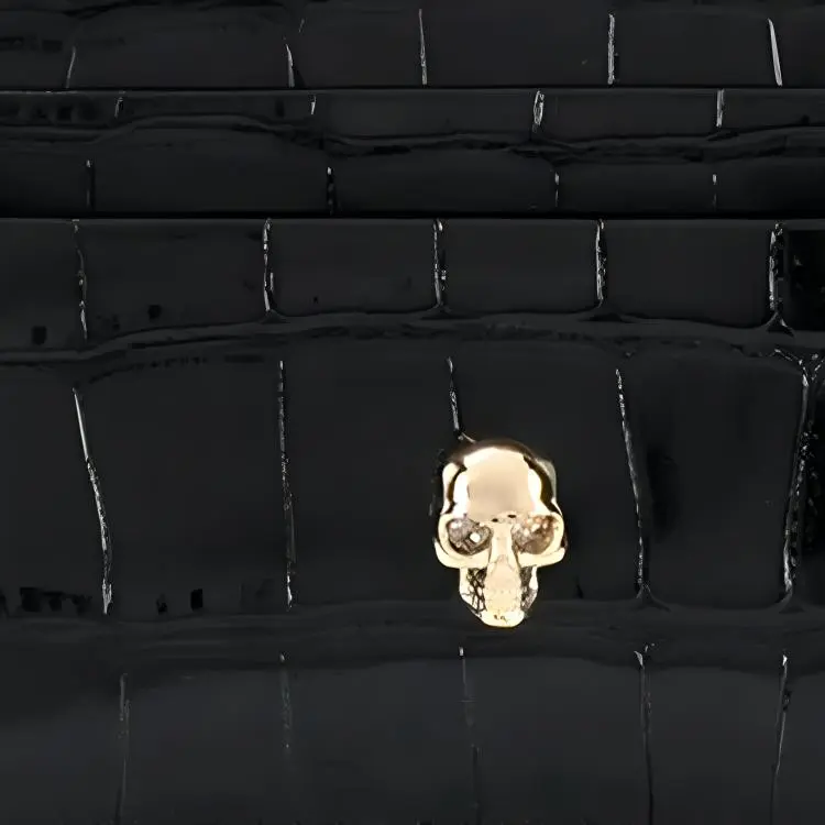 Alexander McQueen Crocodile-embossed Skull-stud Cardholder-4