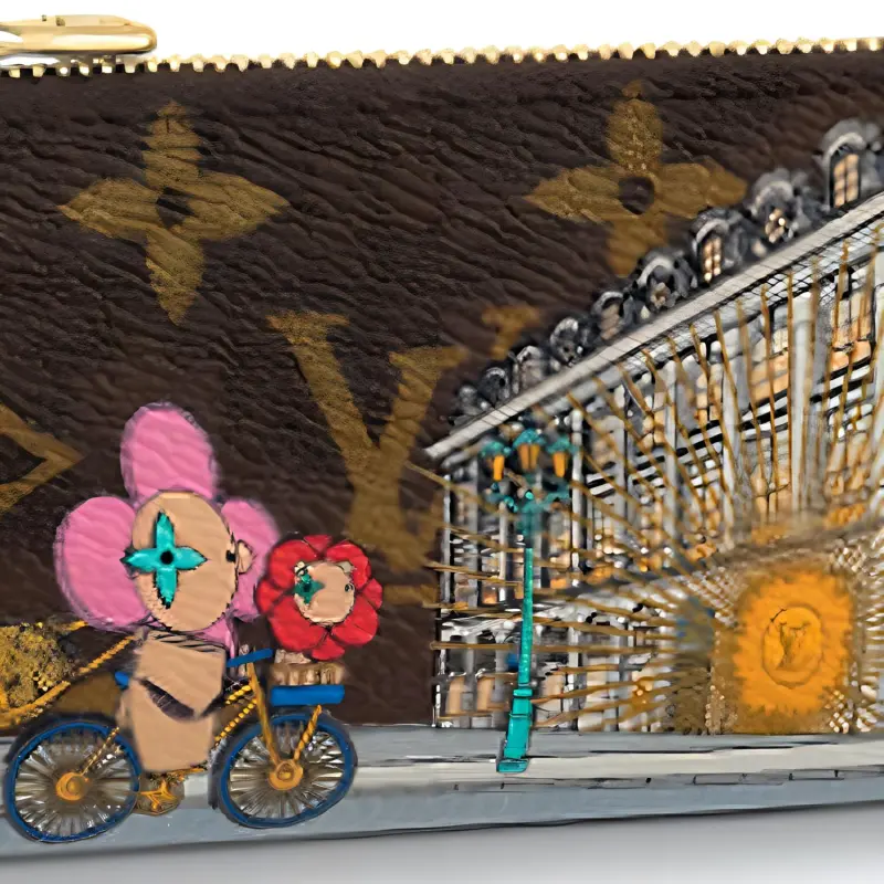 LOUIS VUITTON Key Pouch Vivienne Holiday Monogram Canvas/Pink-4