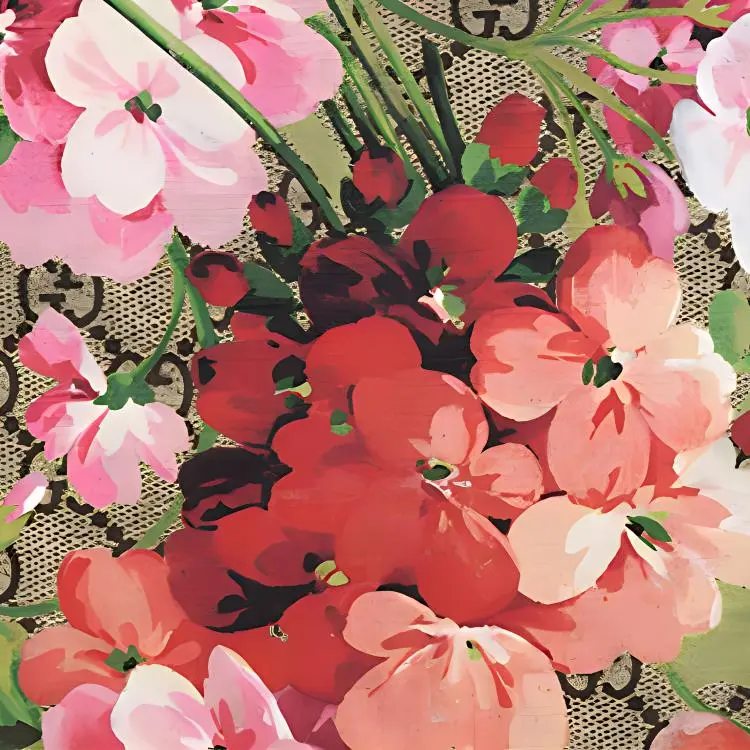 GUCCI GG Blooms Canvas With Leather Clutch Small Size Women's Ebony/Pink-3