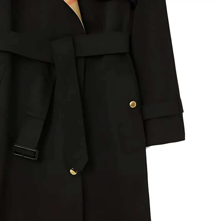 Burberry Check Panel Cotton Trench Coat-6
