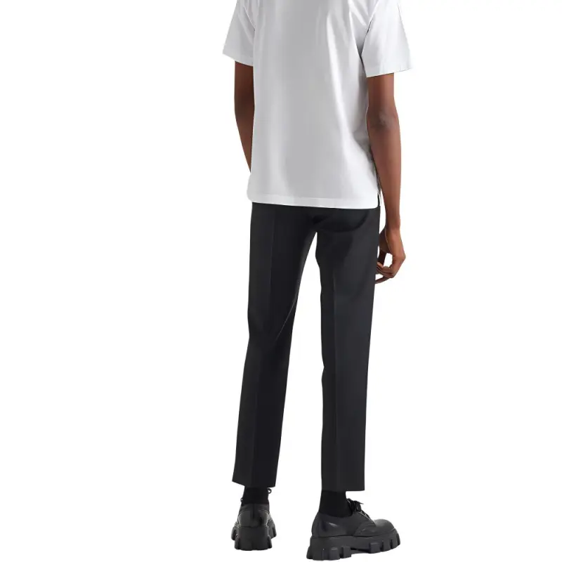 PRADA Triangle logo Cotton T shirt-4