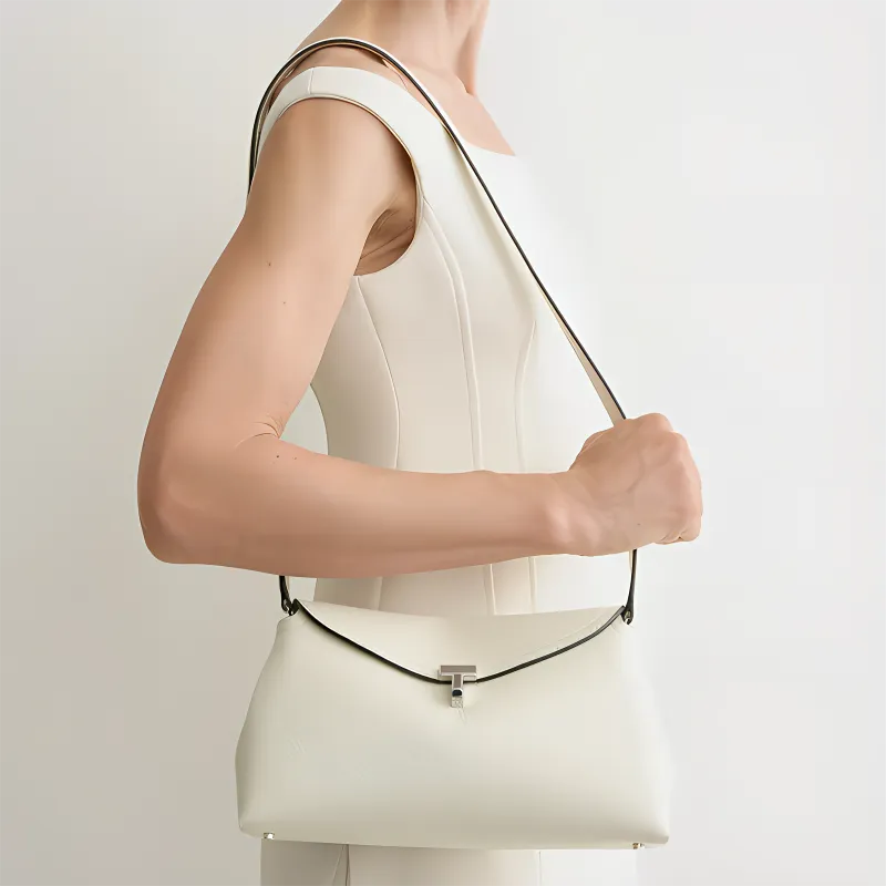 TOTEME T Lock Leather Clutch Bag-4
