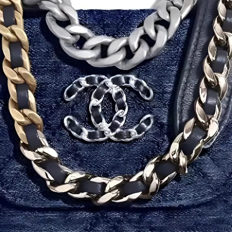 CHANEL 19Bag Denim Cell Phone Pouch Women's Dark Blue-1