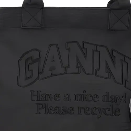 GANNI Logo embroidered Tote Bag-3
