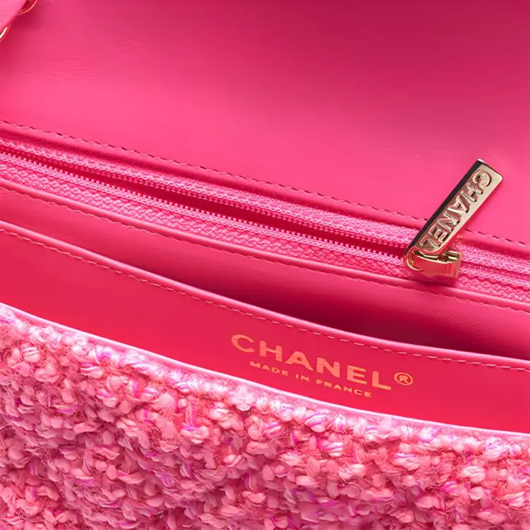 CHANEL Classic Flap CF Wool Twill Soft Woolen Shoulder Bag, Crossbody Bag Mini Women's Fuchsia-2