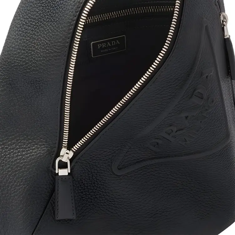 PRADA Cross Leather Crossbody Bag, Shoulder Bag Men's Black-5