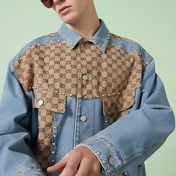 GUCCI Logo-print Panelled Denim Jacket-4