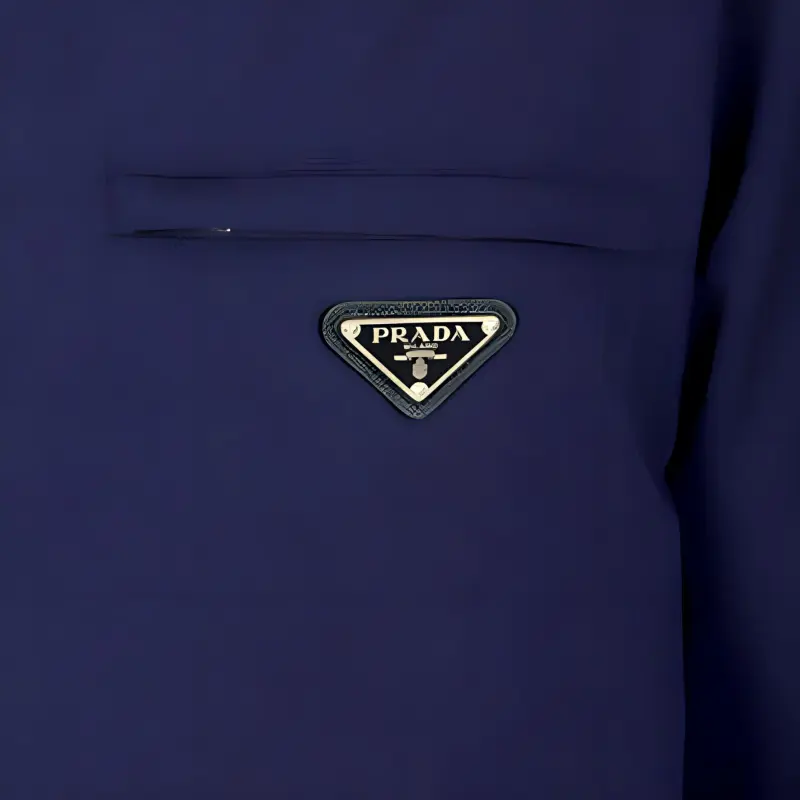 PRADA Triangle Enamel Logo Buttoned Shirt-5
