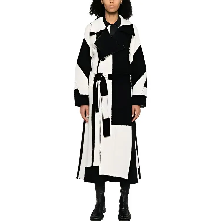 ISSEY MIYAKE Rectilinear Milled Checked Double-breasted Coat-1